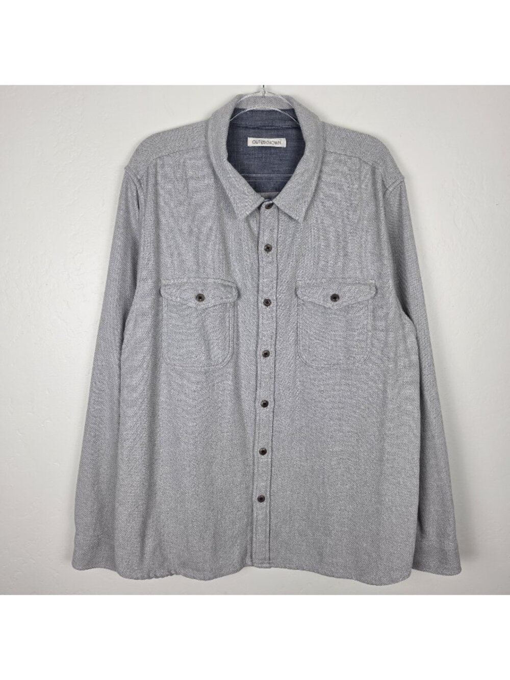 Outerknown Blanket Shirt Organic Cotton Twill Light Gray Men's Size XXL